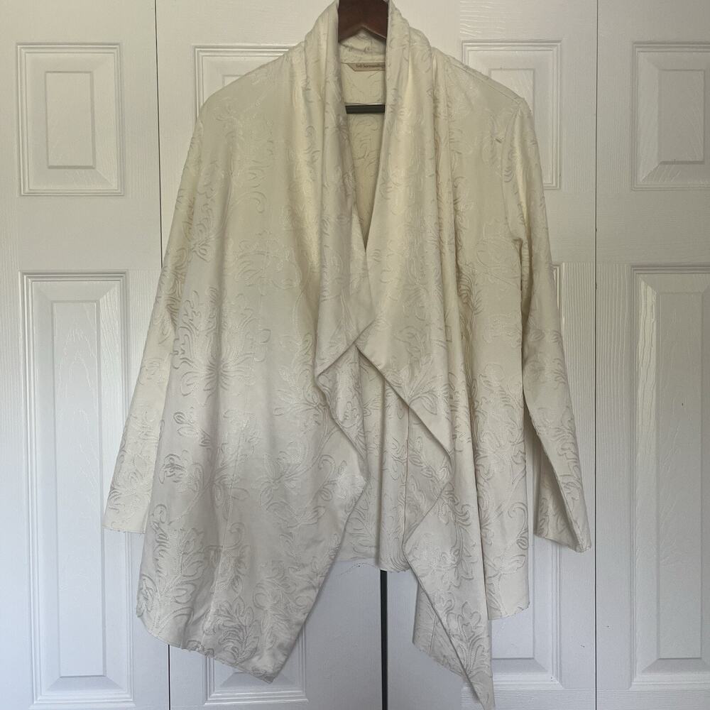 Women’s Soft Surroundings Ivory White Embroidered Jacket Cardigan Large